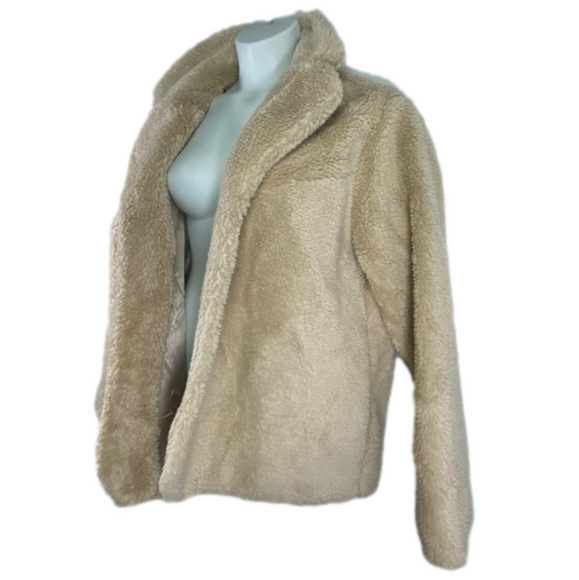 Chic Soul Tan & Cream Faux Fur Sherpa Teddy Bear Jacket Size 3XL NWOT SKU0620 - Picture 6 of 9